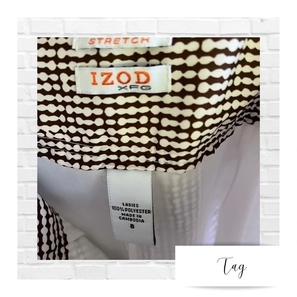 IZOD XFG Stretch Quick Dry Golf Skort Brown and White Dotted Pattern Women’s s…